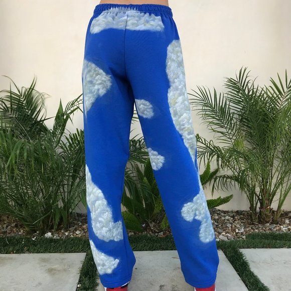 Sweatpants with Hand Painted Clouds Unisex - Picture 4 of 5